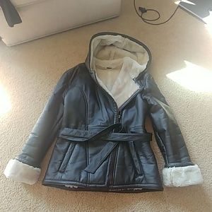 Fur lined leather jacket